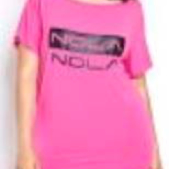 T-SHIRT, NEON PINK, SIZE 4X, PRINTED WITH "NOLA", by NOLA for ADDITION ELLE, - Picture 1 of 6